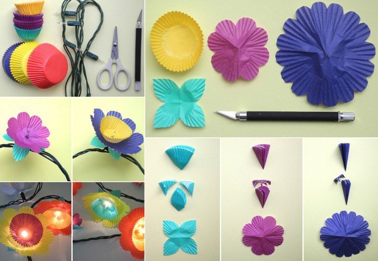 rozprávkové svetlá-drotár-kutilské-kvety-rozprávkové svetlá-návod-farebné-puzdrá na muffiny