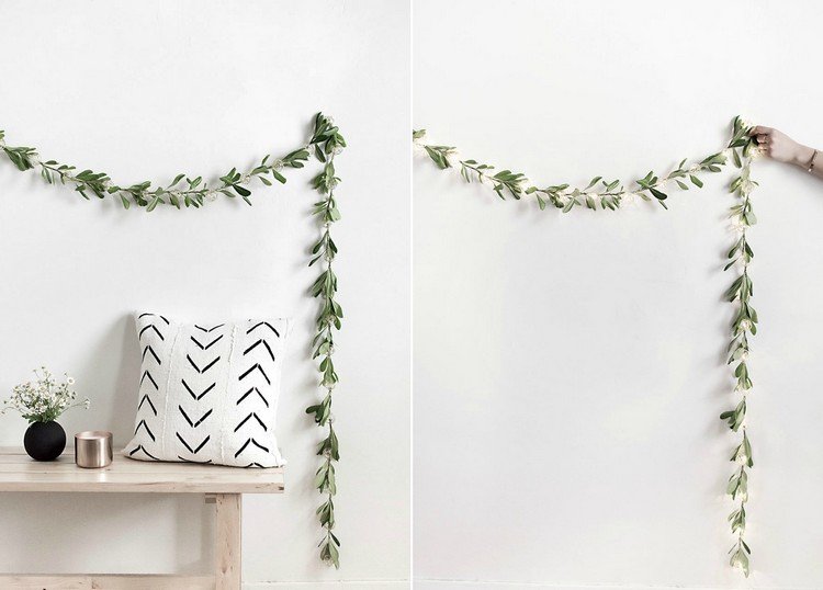 rozprávkové svetlá-drotár-zelená-kreatívna-dekorácia-steny-nápad-čerstvé-listy