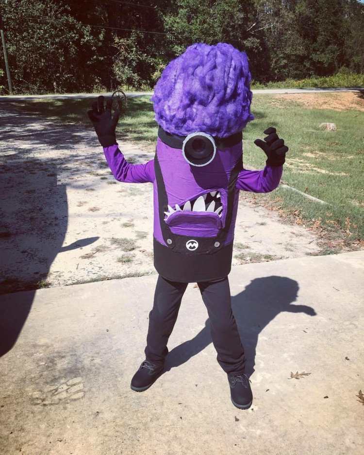 fialový minion detský kostým urob si sám penová parochňa oči zuby