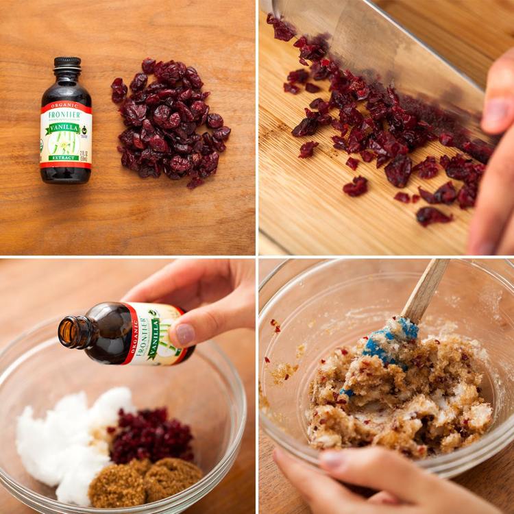 Vyrobte si svoj vlastný peeling na pery s príchuťou brusníc a sušeného ovocia