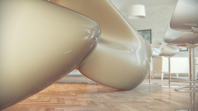 Lounge bar-vnútorný vonkajší dizajn-3d lesklý povrch Liubja