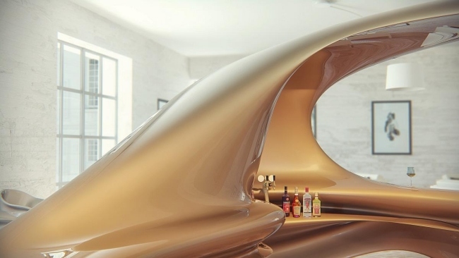 Splývavý dizajn, prirodzene vyzerajúce tvary, moderné línie, béžové odlesky