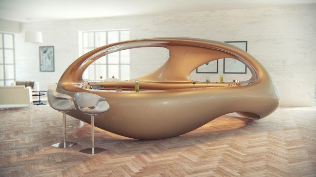 Futuristický dizajn baru Línie moderných trendov Liubja-Nüvist Studio