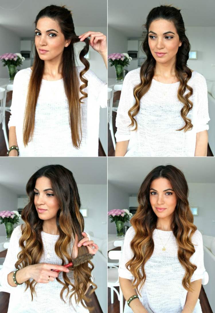 Nakoniec čerstvé kučery krátko prečešte kučery-kulma-ombre-farba-blond-bruneta-vývrtka