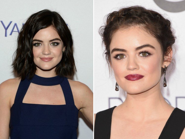 loose-updos-lucy-hale-kratšie vlasy-zapletanie-nápad-účes