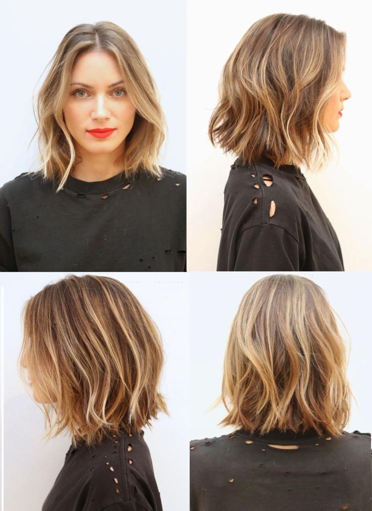 Dlhý bob zo všetkých strán so zvýraznením balayage