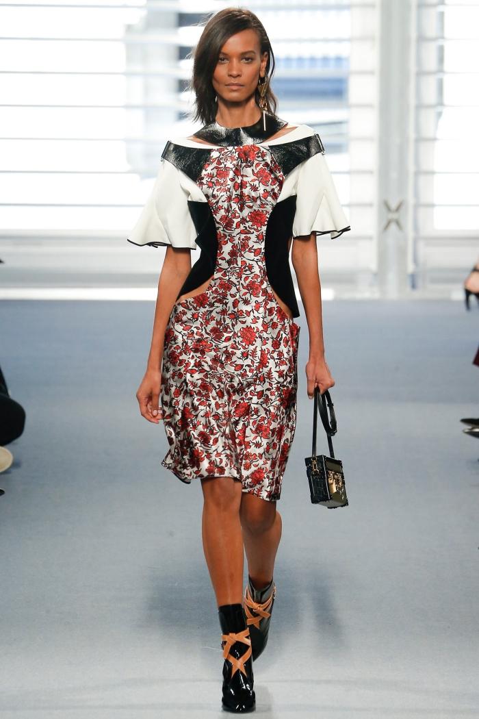 šaty z dvoch častí - kvetovaný vzor louis-vuitton-jeseň-2014-šaty-zaujímavý strih