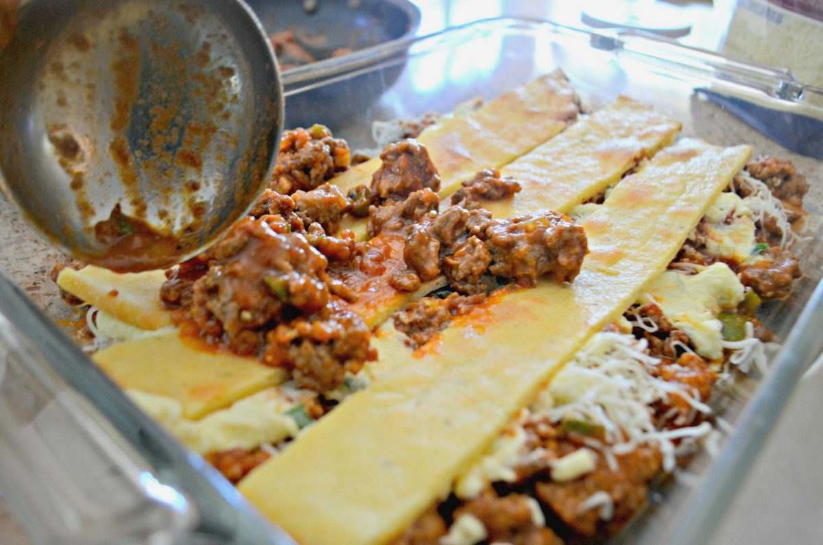 Lasagne s nízkym obsahom uhľovodíkov Fathead Cestoviny Mandľová múka Mozarella Keto chudnutie