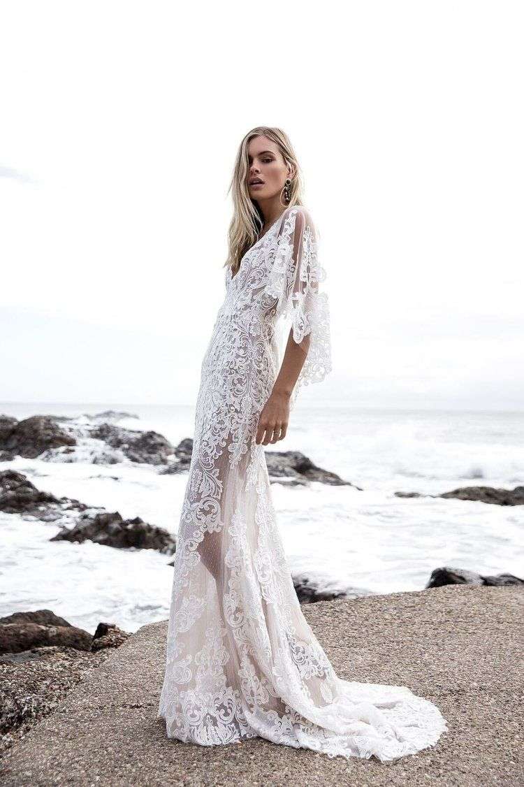 Ležérne svadobné šaty Plážová svadba v štýle boho plán čipky detaily svadobné šaty