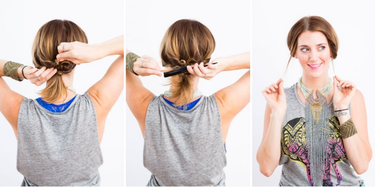 casual-updos-stredne dlhé vlasy-návod-uzol-voľný