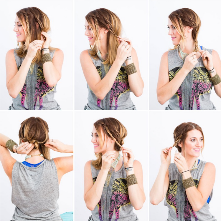 príležitostné updos stredne dlhých vlasov malé vrkoče-vrkoče