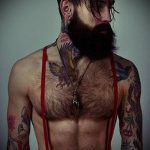 татуировка за мъже №164 - уникална версия на десен, която може лесно да се използва за обработка и да се прилага като татуировка на гърба за мъже