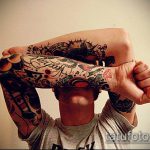 татуировка за мъже №753 - готина версия на картината, която може успешно да се използва за преразглеждане и прилагане като татуировка на гърба за мъже