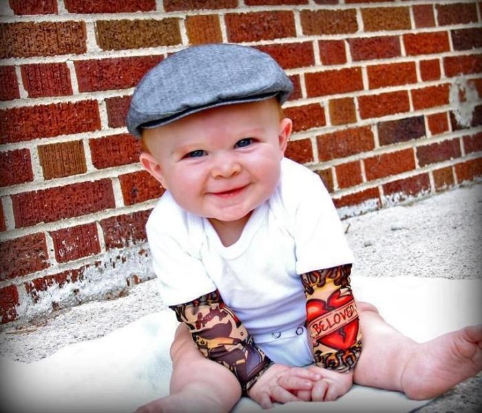 Vtipné-deti-košele-tetovanie-rukávy-rukávy-detská móda-neobvyklé