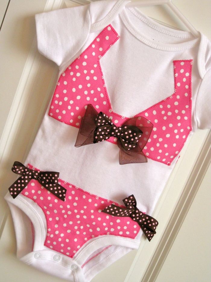 Dievčenské košele s potlačou-vtipné bikiny-ružové-plavky