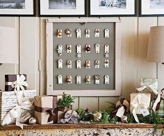 vintage adventný kalendár ručné práce-drevený rám prepravné štítky vianočné Nápady na adventný kalendár remeslá-drevený rám Versans nálepka Vianoce