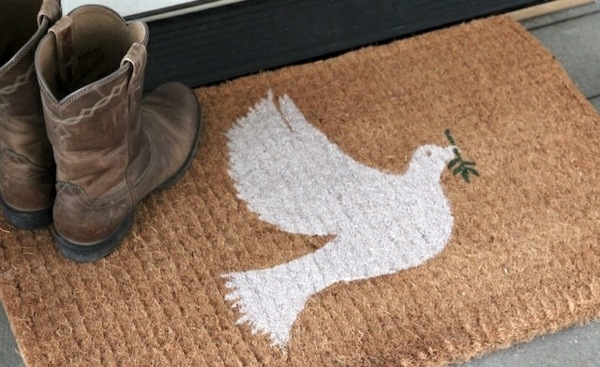 Farebná rohožka dekorácia domu vchod nápad