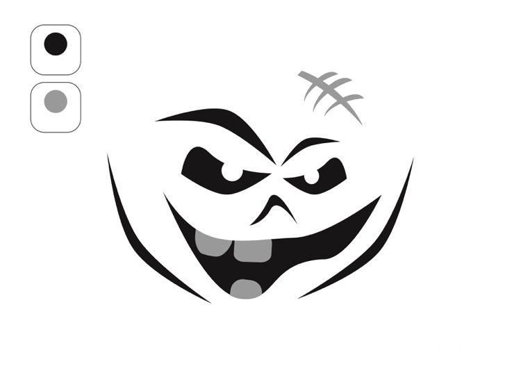 Halloween šablóna na vyrezávanie na vytlačenie strašidelných tekvicových grimas