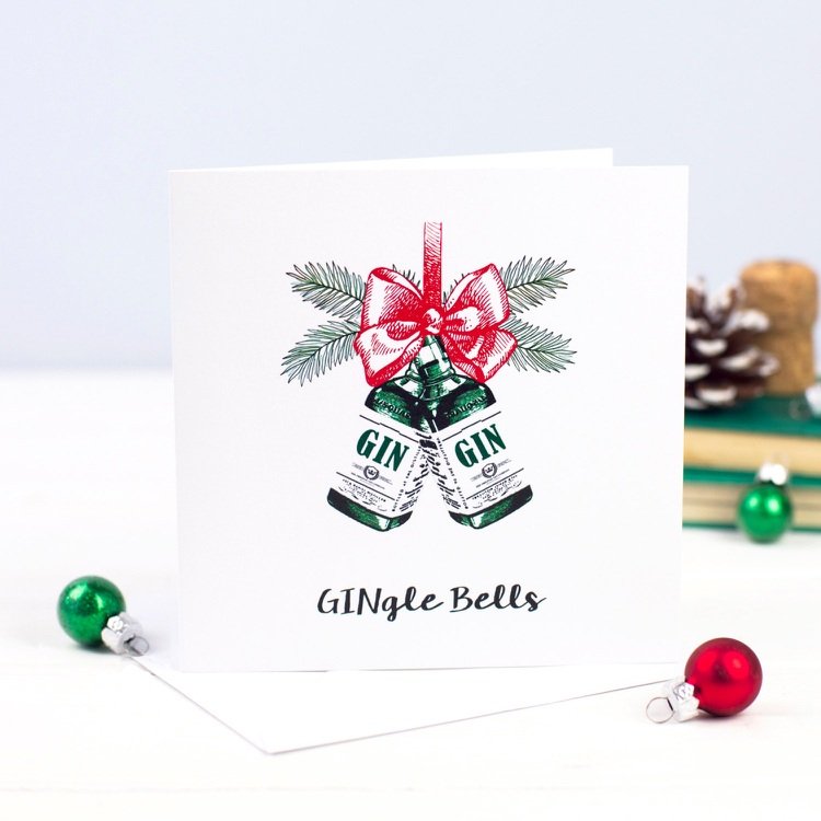 vtipné vianočné pohľadnice nápad zvončeky