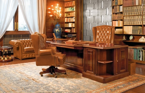 Nábytok do kancelárie prezidenta Mascheroni luxusný kožený nábytok do kancelárskeho dizajnu
