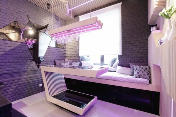 fialové LED osvetlenie kuchyne