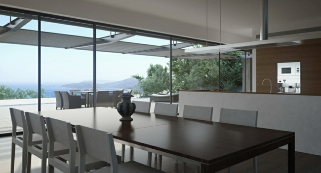 útulná jedáleň rozložená stôl kuchynský ostrov nastaviť stôl kuchynský ostrovček biele drevo