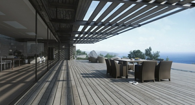 Vila Corsica s výhľadom na oceánsku terasu Zobraziť sklenenú fasádu terasy na oceáne