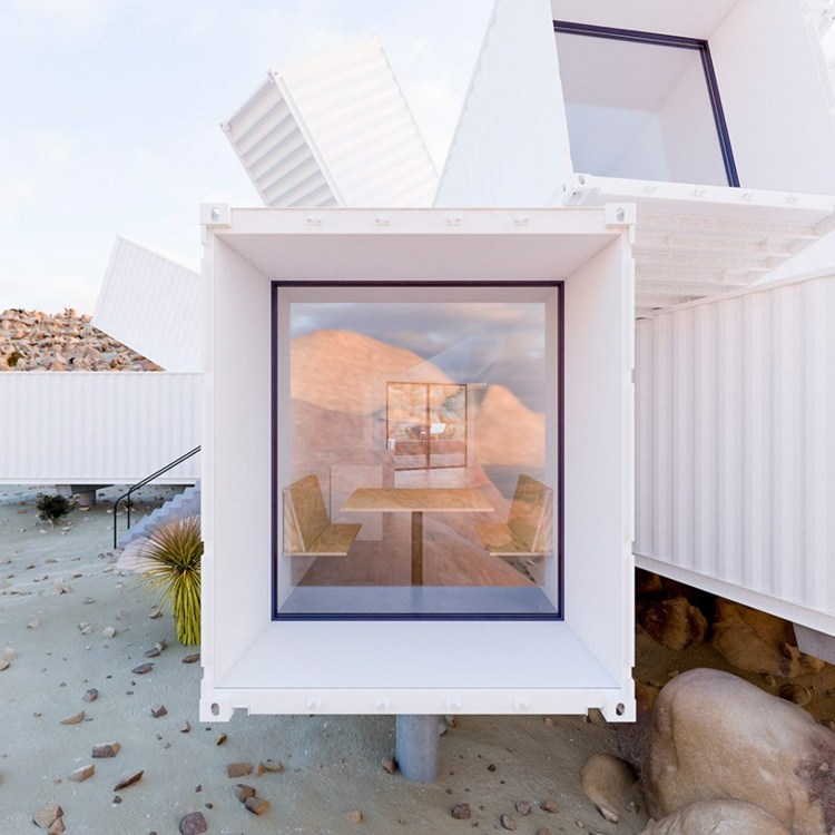 joshua strom jedálenský kút kontajner dom lúče tvar