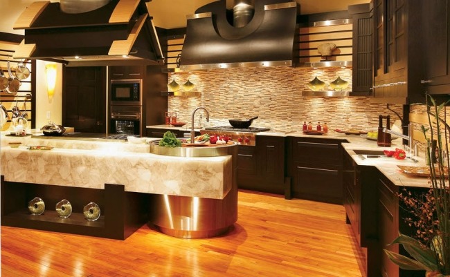 rustikálny štýl luxusná kuchyňa ohýbané drevo luxusný dizajn kuchyne v rustikálnom štýle z ohýbaného dreva