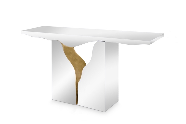 Konzolový stôl s moderným dizajnom a mosadznými detailmi luxusný-nábytok-konzola-stôl-hala-zrkadlo-mosadz-noha