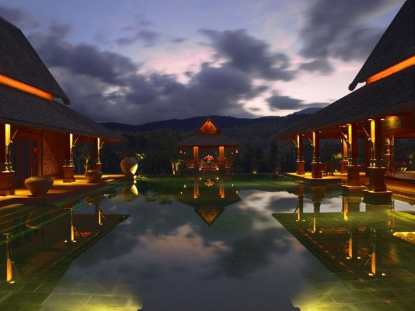 luxusné pavilóny thajsko vodná plocha luxusné pavilóny na thajskej vodnej hladine