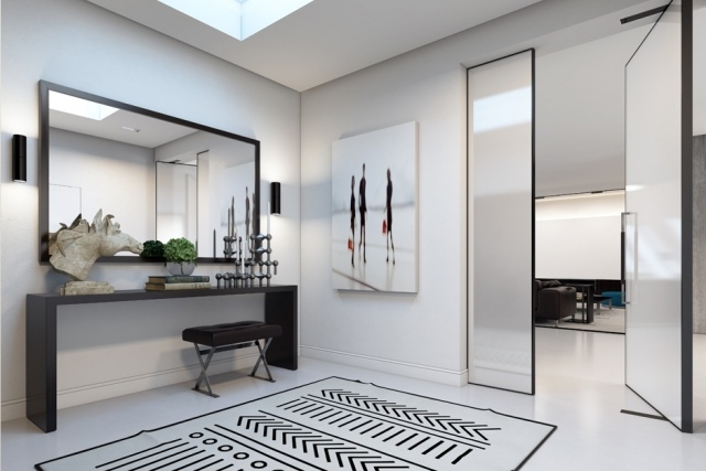 Studio-Ando-3d-Vizualizovaná interiérová architektúra-Düsseldorf-Penthouse-čierno-biely vzor