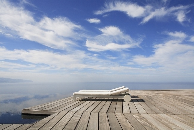 Exotické výhľady Moderná vila Hill drevené ležadlo ležadlo záhrada del sol