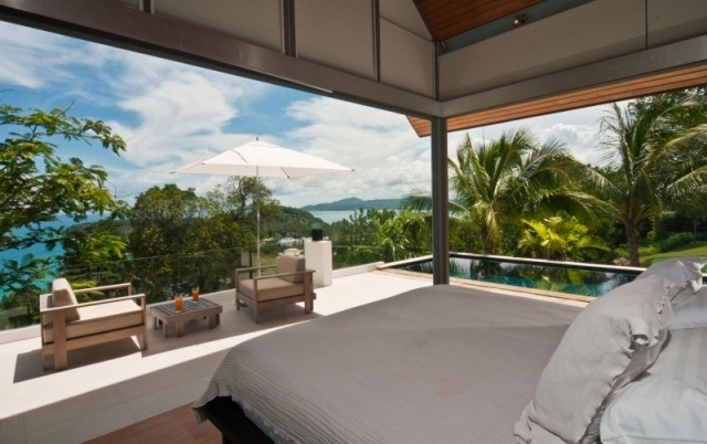 Luxusná vila lodžia s výhľadom na oceán, vila Chan Grajang na svahu