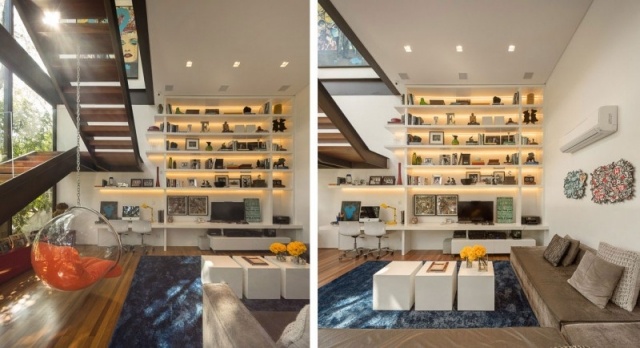 interiérový dizajn červená závesná stolička sedačka-limantos bydlisko