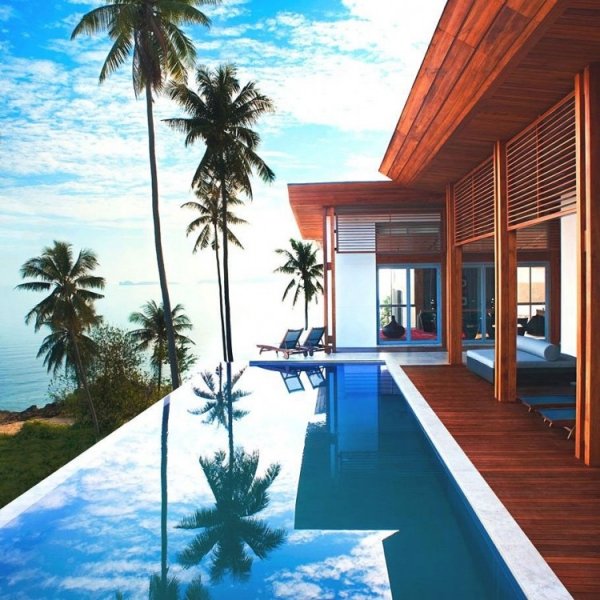 nekonečný bazén luxusný prázdninový dom resort Koh Samui