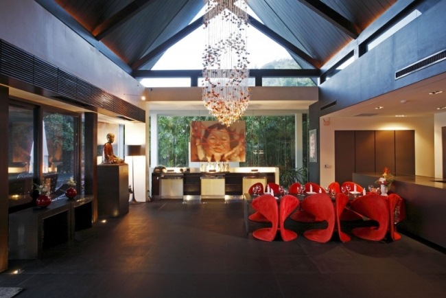 Dekorácia steny jedálne, maľba, luxusná vila, rezidencia-Thajsko Yin-Phuket