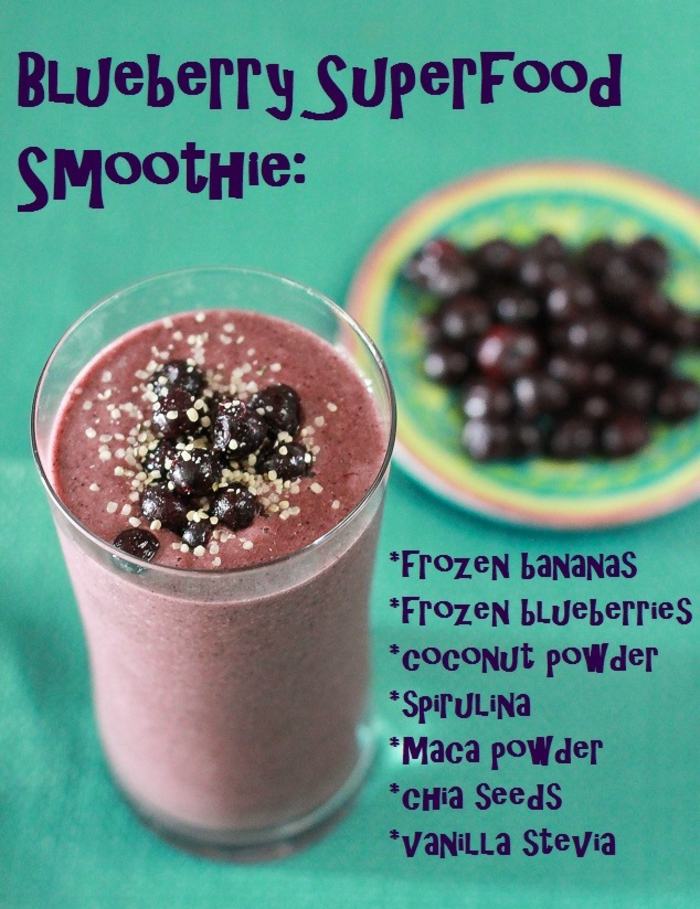 V nálade na lahodné smoothie s čučoriedkami Čučoriedkové smoothie s práškom Maca