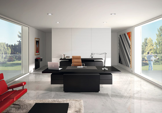 Taiko výkonný písací stôl z čiernej drevenej dyhy Výkonný stôl taiko z čierneho dreva