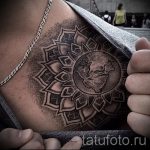 mandala tetoválás a kulcscsonton - fotó példa egy kész tetoválásra 01052016 -ból 3