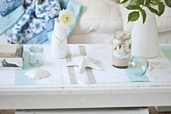 Mušlová dekorácia stola do obývačky