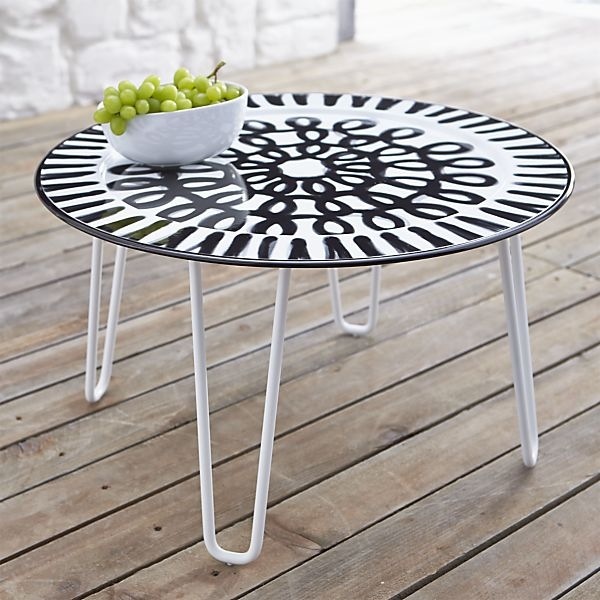 Konferenčný stolík s okrúhlou doskou-čiernobiely vzor Odkladací stolík-vzorovaná-stolová-etno-look-paola-navone-pic-nic-kolekcia
