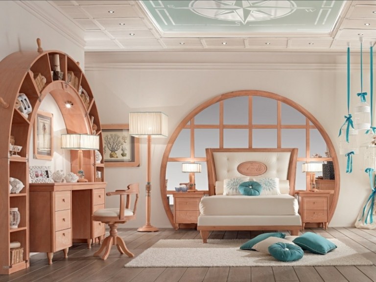 Spálňa zariadená námorným nábytkom Nápady na stôl do spálne pre námorný nábytok