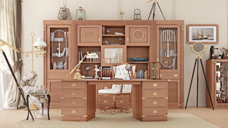 Skrinka je zariadená v námornom štýle Mapa námorného nábytku-skrinky-zostavy-sveta-minibar