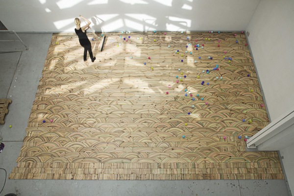 Farebný dizajn parketovej drevenej podlahy Pernille Snedker Hansen