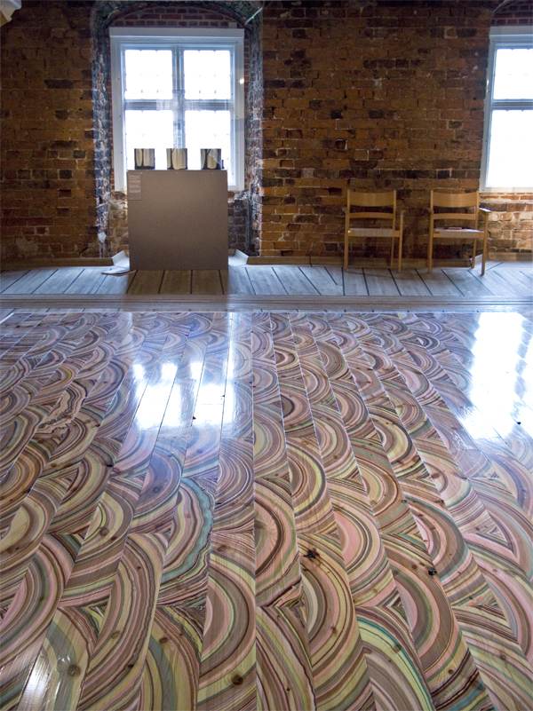 mramorované farebné parkety ručne vyrobené Pernille Snedker Hansen