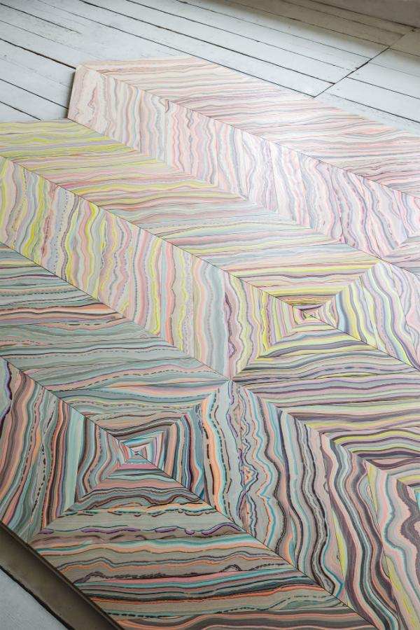 drevené podlahové dosky vzor mramorová maliarska technika Pernille Snedker Hansen