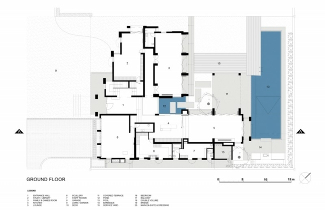 Pohľad na plán domu vyššie Pohľad na náčrt budovy Saota Architects