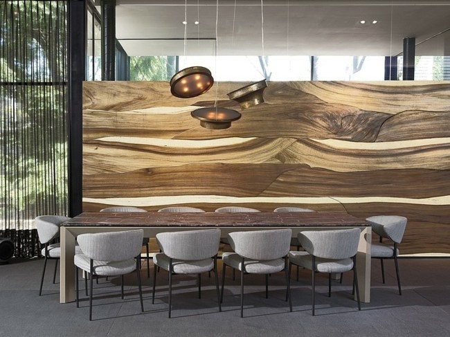 Drevený rozdeľovač miestností čalúnené stoličky dlhý stôl