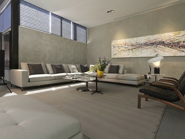 Obývacia izba zariadená maľovaním nepriameho osvetlenia